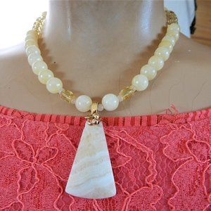 SALE!  Yellow Jade, Crystal and Agate Necklace - 20"